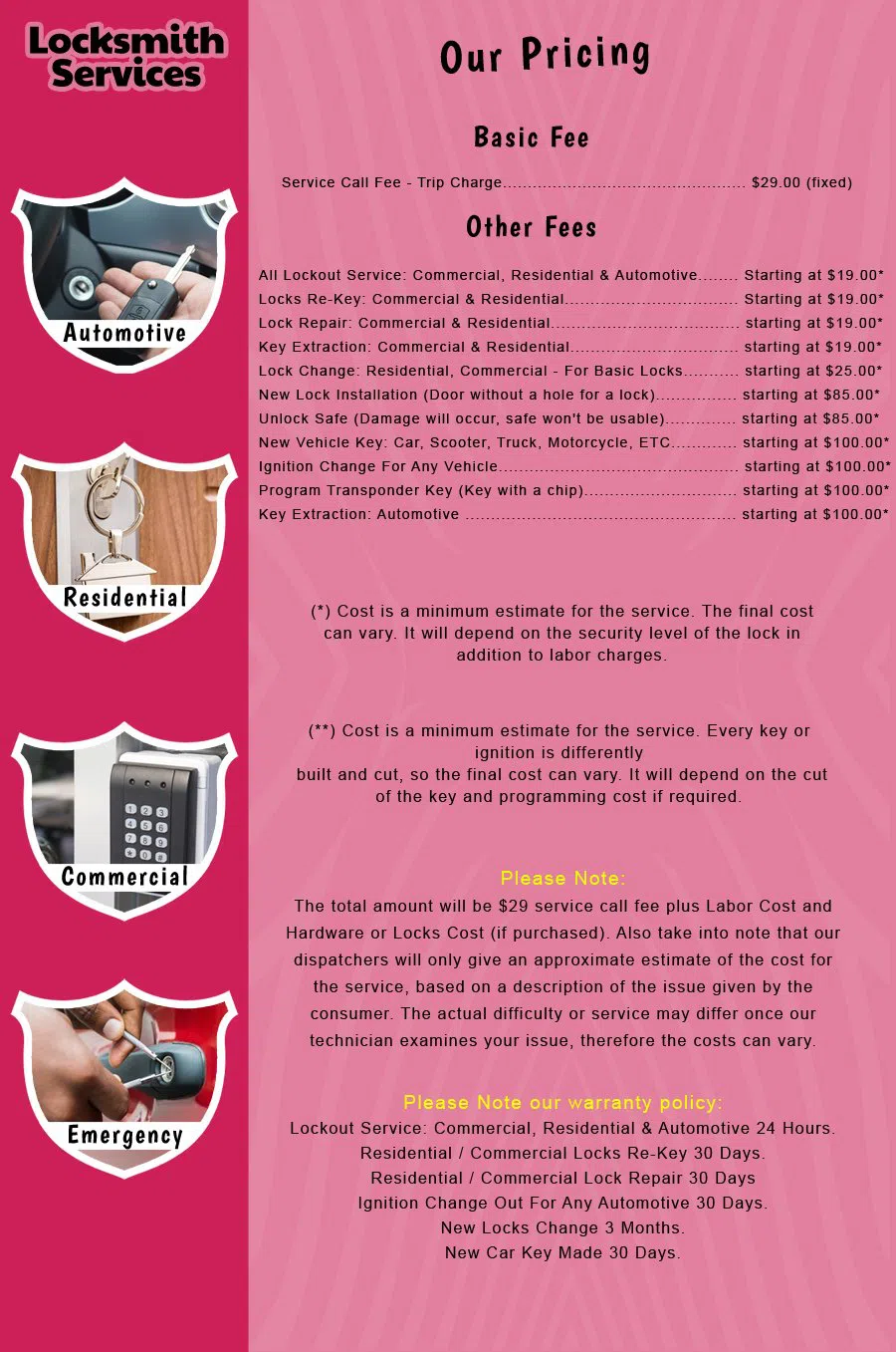 Mount Laurel NJ Locksmith Store Mount Laurel, NJ 856-362-4637 - price-list-c-18